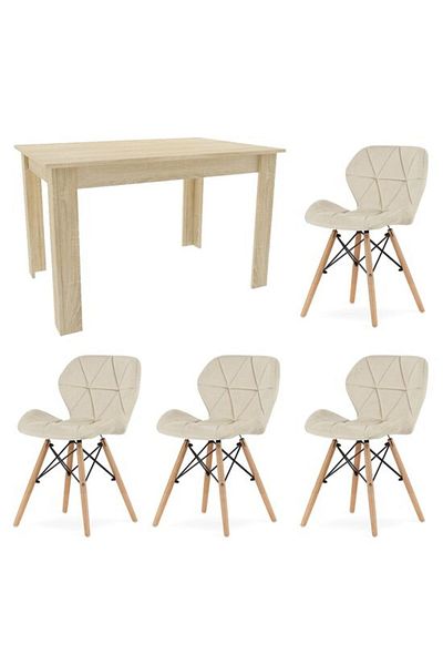 Avex Masa de sufragerie/living + 4 scaune Lago, Artool, lemn, stejar sonoma, 120x80x75 cm