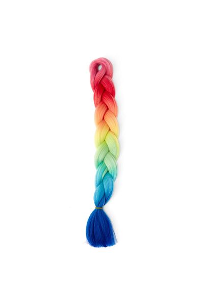 zola Extensie de păr sintetic pentru împletitură, Zola®, ombre roșu galben albastru, 60 cm