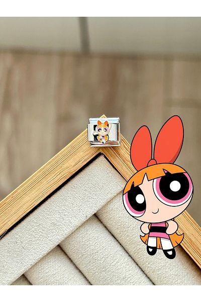 YOUES JEWELRY Unisex Italian Charm Power Puff Girls Blossom 1 Piece Stainless Steel Charm 9mm Charm Attachment Link Charm