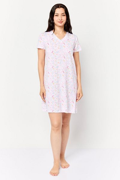 Celestial Dreams Women Floral Print Sleepwear Dress, Multicolor