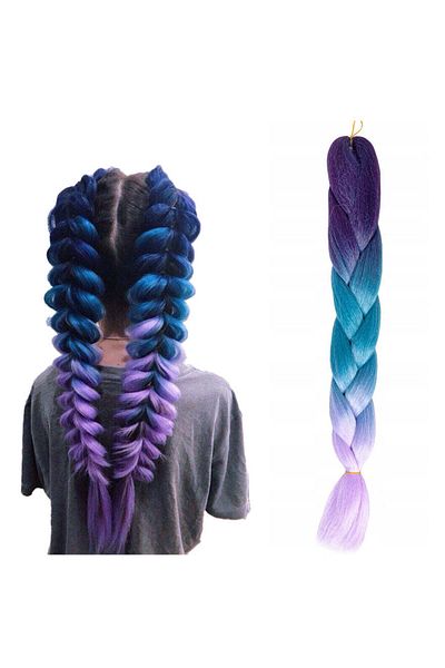 zola Extensii de păr sintetic pentru împletituri, Zola®, ombre violet albastru, 60 cm