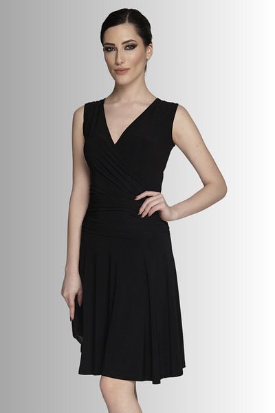 Laranor Black Double Breasted Collar Moving Skirt Detail Dress Day Night Elegance 24L7540