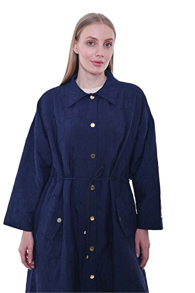 Invee Wide Fit Waist-Tied Quilted Cap - Navy Blue