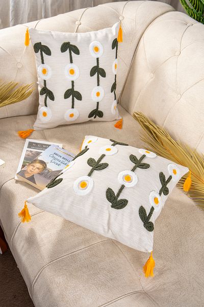 Bade Design 2-Piece Punch Embroidered Throw Pillow Cover Pillow Cover Highly Preferred