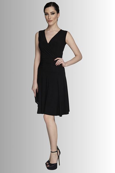Laranor Black Double Breasted Collar Moving Skirt Detail Dress Day Night Elegance 24L7540
