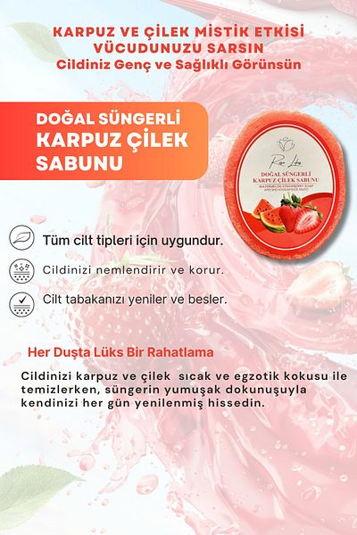 ROSE LİFES ERTAŞLAR Natural Sponge Watermelon Strawberry Soap 150Gr