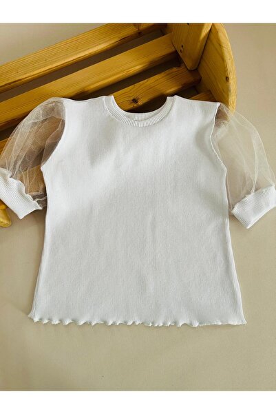 eymwes Kız Bebek ÇocukTül Detaylı Yazlık Bluz Tişört