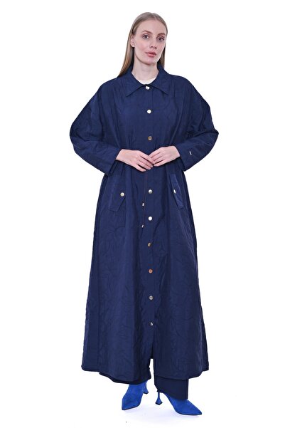 Invee Wide Fit Waist-Tied Quilted Cap - Navy Blue