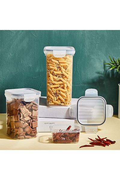 Mons Set of Storage Containers Qlux 3 Pieces of 1400 ml 3 Pieces of 1800 ml Bpa Free
