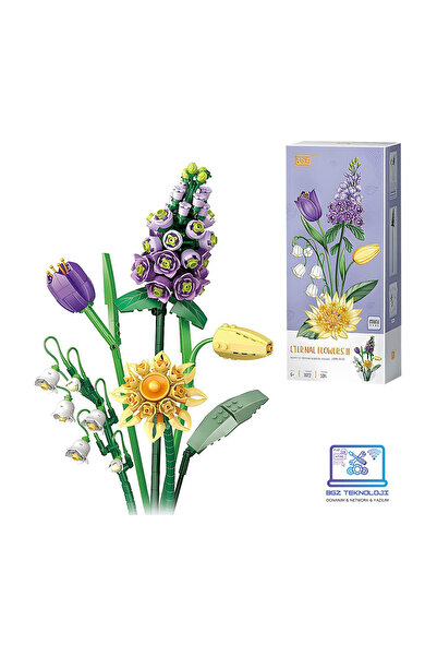 bgz butik 🌼 Loz Eternal Flowers Yapı Seti – Ayçiçeği, Ortanca, Zambak ve Şak...