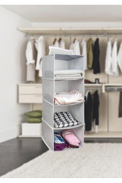 Kenpool 4 Compartment Layered Hanging Clothes with Pockets Clothes Closet Foldable Clothes Storage Shelves Organizer