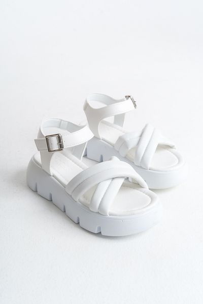 pelivia natural living Women's White Leather Thick Soled Wedge Heels Comfortable Stylish Sports Summer Women's Sandals