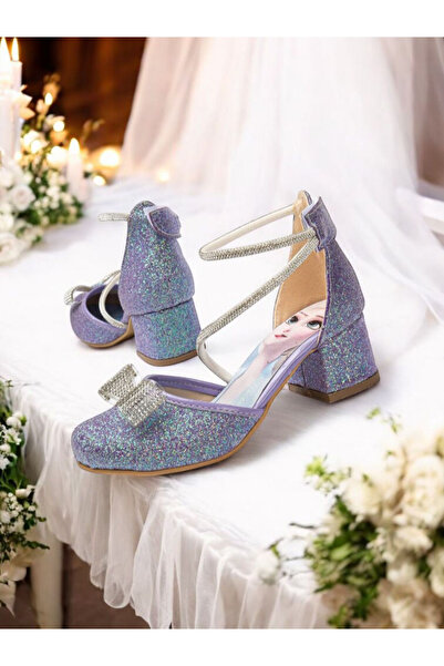 PATİK BEBE Girl's Purple Color Stone Mini Heeled Stylish Evening Shoes