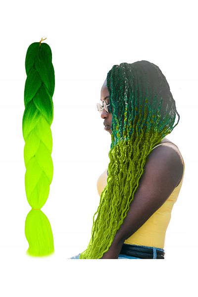 zola Extensii de păr sintetic pentru împletituri, Zola®, ombre green, 60 cm