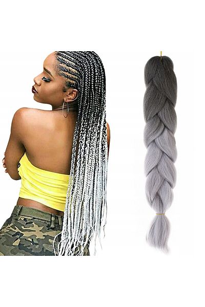 zola Extensii de păr sintetic pentru împletituri, Zola®, ombre grey, 60 cm