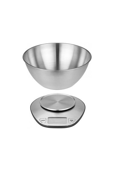 zola Cantar de bucatarie cu bol, precizie 1 g, electronic, functie de tara, inox, 5000x1 g
