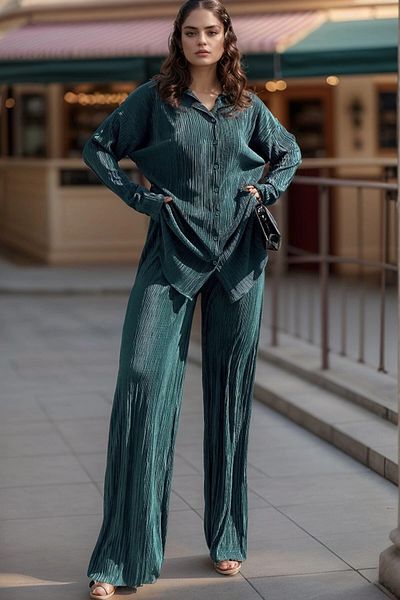 bacc Women's Emerald Green Oversize Double Bottom Top Set Bcbsk-25700-3573