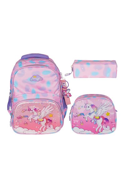RKY SERENITY Relaxion New Season Unicorn Figured Primary School Backpack Lunch Box Pen Holder Triple Set