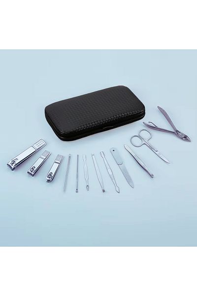 Mawrond Stainless, Chrome Nickel Plated, 12 Pieces, with Protection Bag, Manicure, Pedicure, Nail Care Set