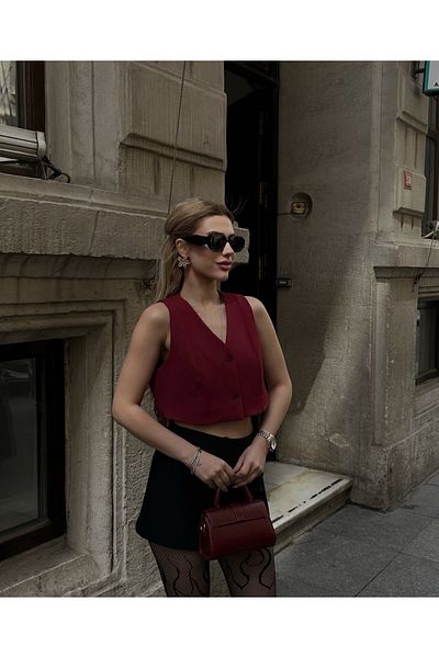Ekim Store Buttoned Crop Woven Vest