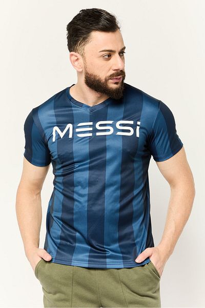MESSİ Men Sportswear Fit Short Sleeves Shirt 10 Training Jersey, Dark Navy