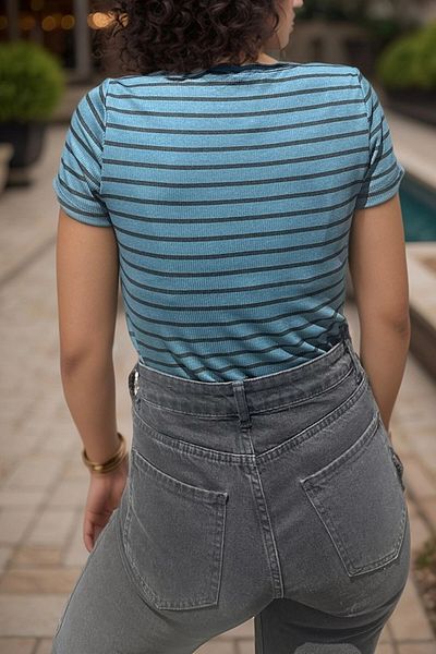 bacc Tricou cu model pentru femei, cu jumătate de plăcuță, Bcbsk-25700-3597