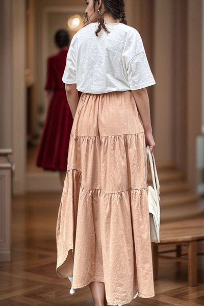 bacc Γυναικεία φούστα Camel Pocket Elastic Waist Voile Kilos Bcbsk-25700-3574