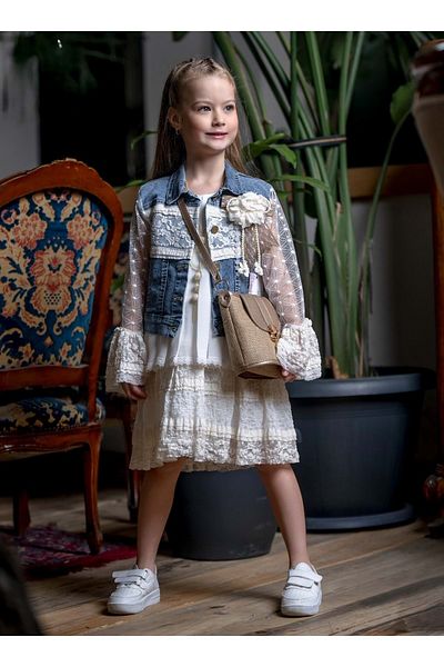 s.t. sebat tekstil Girl Cb717 Denim Jacket and Dress Set
