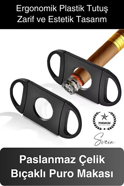 Svein Deluxe Puro Kesme Makası Giyotini Cigaretta Paslanmaz Çift Bıçak Keskin...