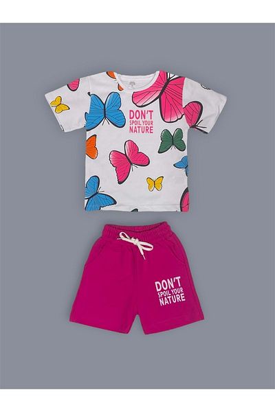s.t. sebat tekstil Printed Girl's Shorts Summer Suit Sb730