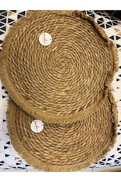 ellahomedekor Sever Home 6 Adet Hasır Amerikan Servis Püsküllü Hasır Supla 36cm.