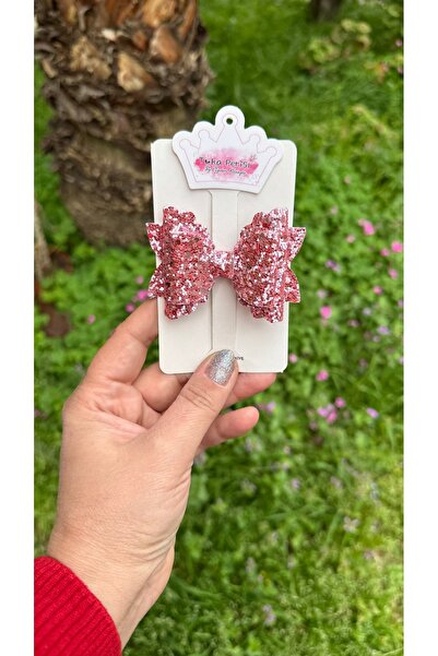 Toka Perisi مشبك فيونكة لامع وردي اللون من الياسمين (قطعة)