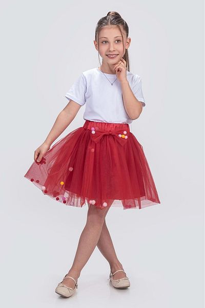 s.t. sebat tekstil Tulle Girl's Skirt with Ribbon Sb726