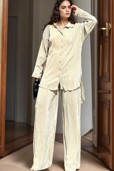 bacc Women's Yellow Oversize Double Bottom Top Set Bcbsk-25700-3573
