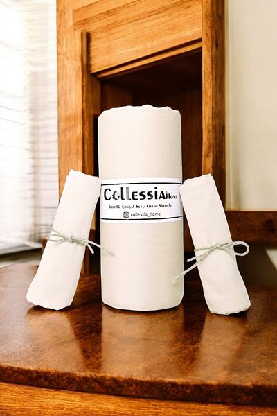 CollessiaHome 100% Cotton Satin Double Fitted Premium Fitted Sheet Set Bed Sheet Set - Cream
