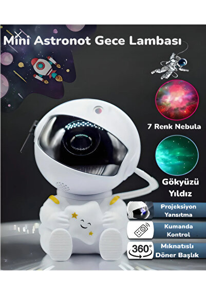Umut Matbaacılık Astronot Projektör Led Işık Lazer Galaxy 360 Yıldız Projeksiyon Aurora Bulutsusu Çocuk Gece Lambası