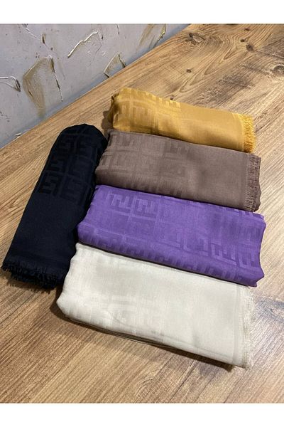 Nilbutik Women's Hijab Silky Shiny Jacquard Pattern Shawl 5 Pieces Assorted