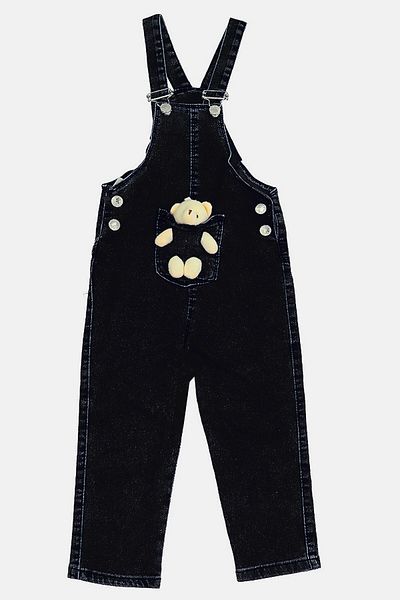 minuma Girl's Cargo Pocket Teddy Bear Salopet Gardener Denim Overalls 3-12 Years