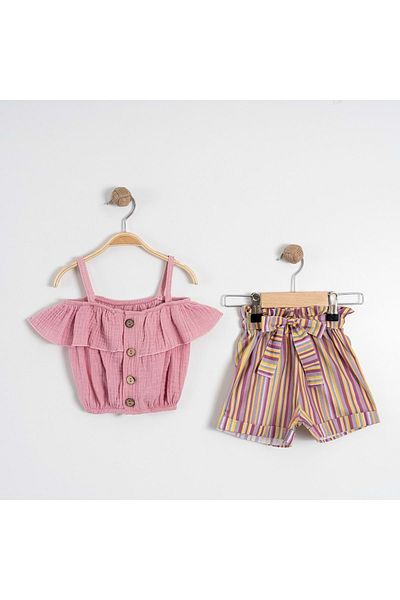 s.t. sebat tekstil Cotton Summer Girl Suit with Shorts