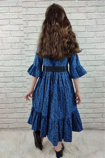 Mnk Vintage Basma Girl's Dress 0299 Blue