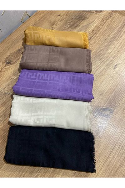 Nilbutik Women's Hijab Silky Shiny Jacquard Pattern Shawl 5 Pieces Assorted