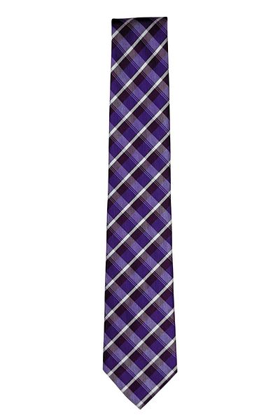 1001 Kravat Purple Plaid Patterned 7 cm Wide Thin Tie