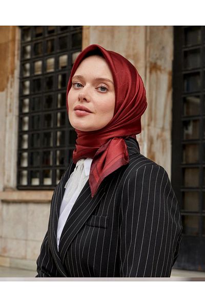 Levidor Μπορντό Μονόγραμμα Twill Μεταξωτό Κασκόλ