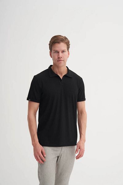 Cazador Ανδρικό μπλουζάκι Polo Neck Black 4204