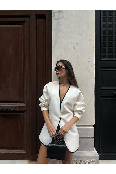 MODAGK Design Single Button Lined Blazer Jacket