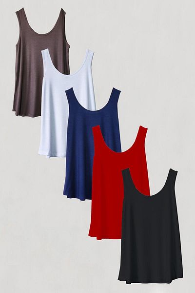 COTENCONCEPT 5 Pieces A-Line Cotton Thick Strap Athlete T-Shirt