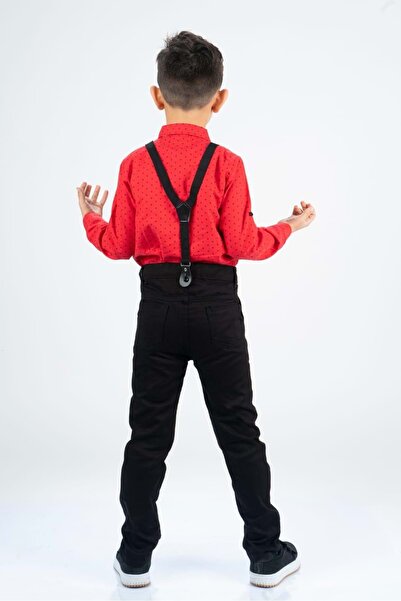 s.t. sebat tekstil Men's Set with Print: Shirt, Gabardine Pants and Strap Bow Tie