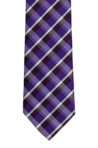 1001 Kravat Purple Plaid Patterned 7 cm Wide Thin Tie