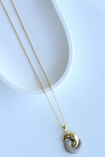 Leo'Stone Elegant Zircon Stone Design Gold Silver Color Does Not Tarnish Women's Steel Necklace