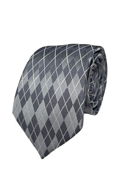 1001 Kravat 7 cm Wide Diamond Patterned Thin Tie